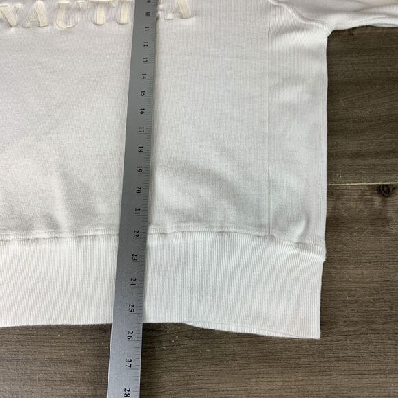 Nautica Mens Sweater Size XXL Ivory Heavyweight Spellout Embroidered Banded Hem - Picture 8 of 12